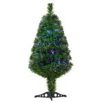HOMCOM Árbol de Navidad 90cm Artificial Árbol con Soporte Fibra Óptica 4 Colores Verde Natural Material PVC(c-1)