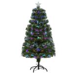 HOMCOM Árbol de Navidad 150cm Artificial Árboles con 180 Luces LED 7 Colores y Estrella Decorativa Brillante Árbol con Soporte Fibra Óptica(c-2)