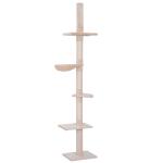 PawHut Árbol Rascador para Gatos Rascador de Gatos Barato Árbol Escalador de Gato para Fijar al Techo Altura Ajustable con Plataformas Hamaca y Postes de Sisal 40x34x230-260 cm Marrón(c-3)
