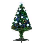 HOMCOM Árbol de Navidad 120cm Artificial Árbol de Pino Decoración Navideña con 16 LED de 3 Colores 130 Ramas Verde PVC(c-2)