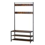 HOMCOM Conjunto de Muebles de Entrada Recibidor Pasillo Set de 3 Piezas Perchero Espejo Zapatero con Cajón 90x22x116cm Madera Blanco(c-1)