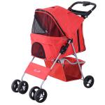 PawHut Cochecito Plegable Mascotas 75×46×94 cm Perro Gato Carrito Ruedas Giran 360 grados con Freno Negro(c-1)