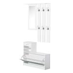 HOMCOM Conjunto de Muebles de Entrada Recibidor Pasillo Set de 3 Piezas Perchero Espejo Zapatero con Cajón 90x22x116cm Madera Blanco(c-5)
