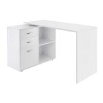 HOMCOM Mesa de Ordenador PC Escritorio para Hogar con Estantería y Cajones 133x55x123cm Madera y Blanco(c-1)