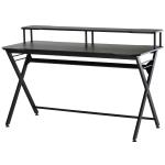 HOMCOM Mesa para Computadora Escritorio de Oficina con 3 Estantes Tabla Superior Patas con Almohadillas Ajustables Antideslizantes Metal 140x60x93 cm Negro(c-3)