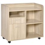 Vinsetto Armario para Impresora Carro Multifuncional de Oficina con 3 Compartimentos 2 Cajones para Archivos Estante Ajustable Ruedas con 2 Frenos 80x40x72 cm Roble(c-5)