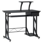 HOMCOM Mesa de Escritorio con Estantes Abiertos Mesa de Ordenador PC con Gran Espacio para Casa Oficina Dormitorio 119,5x51x74 cm Madera y blanco(c-3)