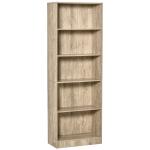 HOMCOM Librería Estantería de 5 Niveles para Libros con 3 Baldas Ajustables Antivuelco Almacenaje para Salón Oficina Estudio 63x29,5x176 cm Wengué oscuro(c-1)