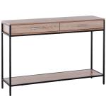 HOMCOM Mesa de Consola de Estilo Industrial Mesa de Entrada con Estante de Malla Metálica 101x35x80cm 10kg Marrón y Negro(c-2)