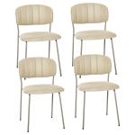 HOMCOM Juego de 4 Sillas de Comedor Apilables con Patas de Metal Estilo Moderno Nórdico para Cocina Bar Restaurante Carga Máx. 100 kg 49,5x55x81 cm Beige(c-1)