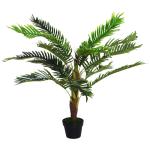 Outsunny Cycas Artificial 123cm con Cañas Naturales Árbol Planta Decorativa Sintética con Maceta Casa Terraza Jardín Decoración(c-2)