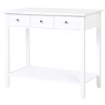 HOMCOM Mesa Consola Mesa de Recibidor Entrada con 2 Cajones y Estantes Inferiores Estilo Moderno Marco Metálico 105x40x76 cm Blanco(c-1)