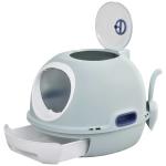 PawHut Caja de Arena para Gatos Ligero Arenero Portátil Espacio Amplio con Claraboya Cajón Basurero Pala Asa ABS 47x55x44 cm Azul(c-2)
